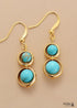 Boho Earrings, Dangle Earrings, Double Blue Turquoise